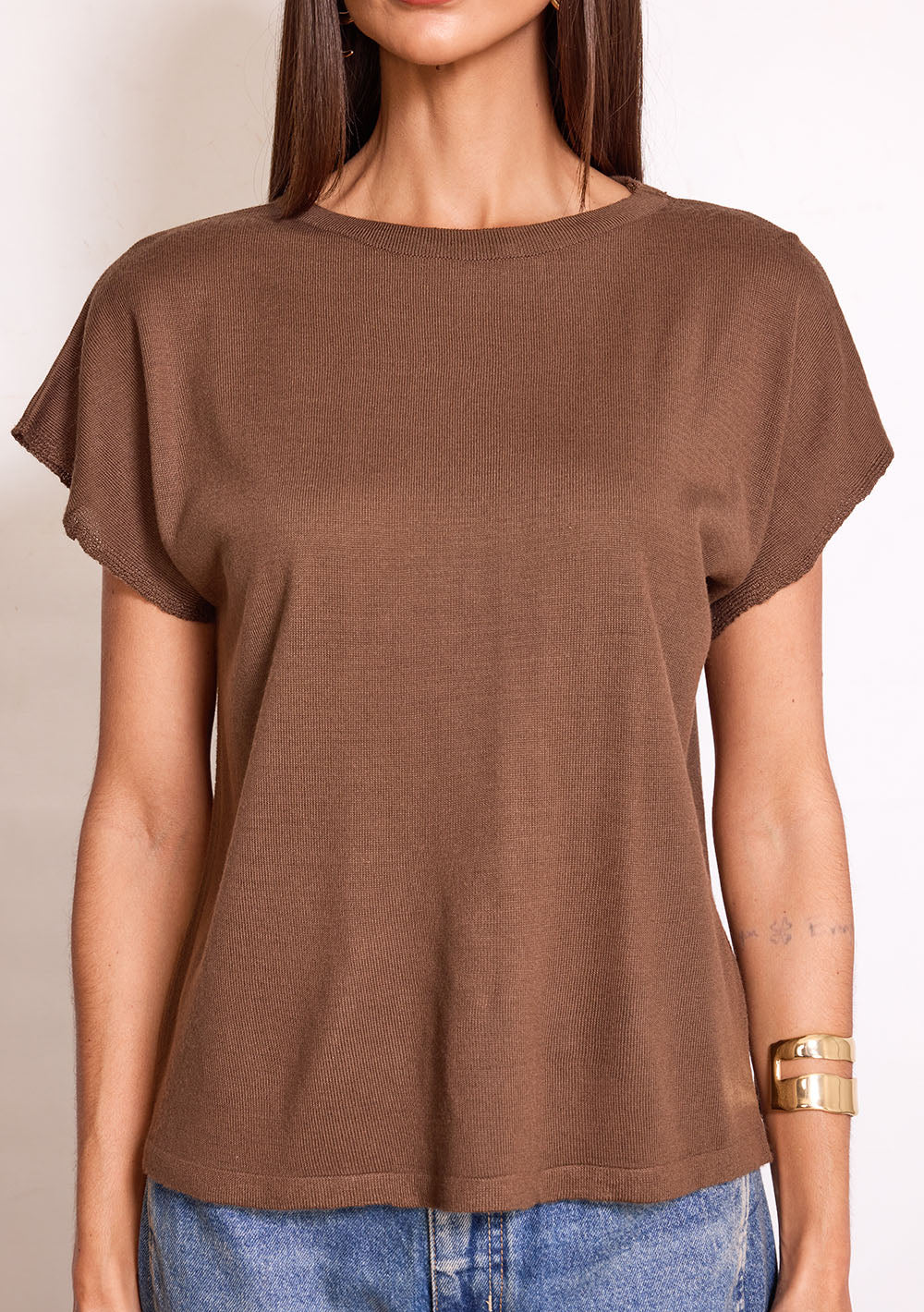 Blusa Suelta Cuello Redondo Mangas Cortas