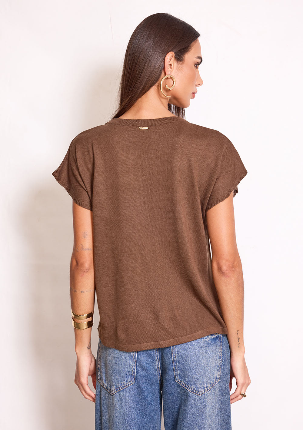 Blusa Suelta Cuello Redondo Mangas Cortas