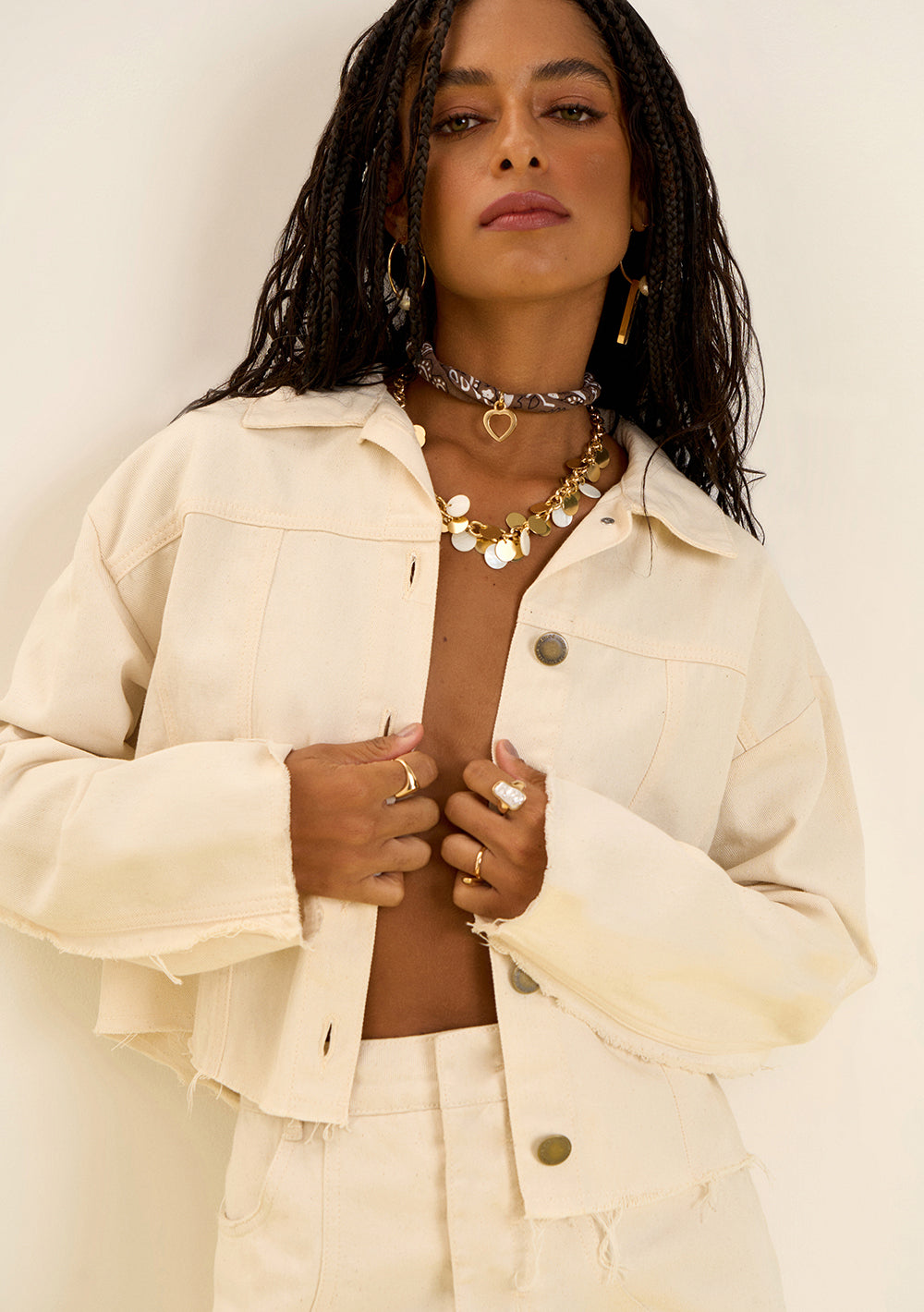 Jaqueta Suelta Mangas Largas Cropped