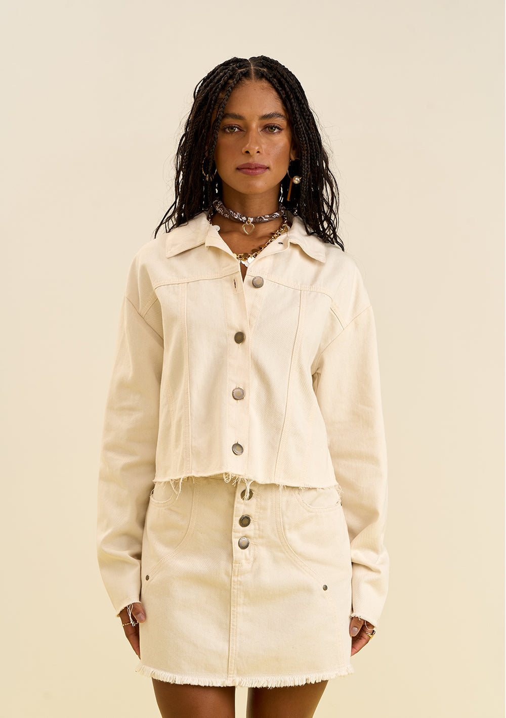 Jaqueta Suelta Mangas Largas Cropped