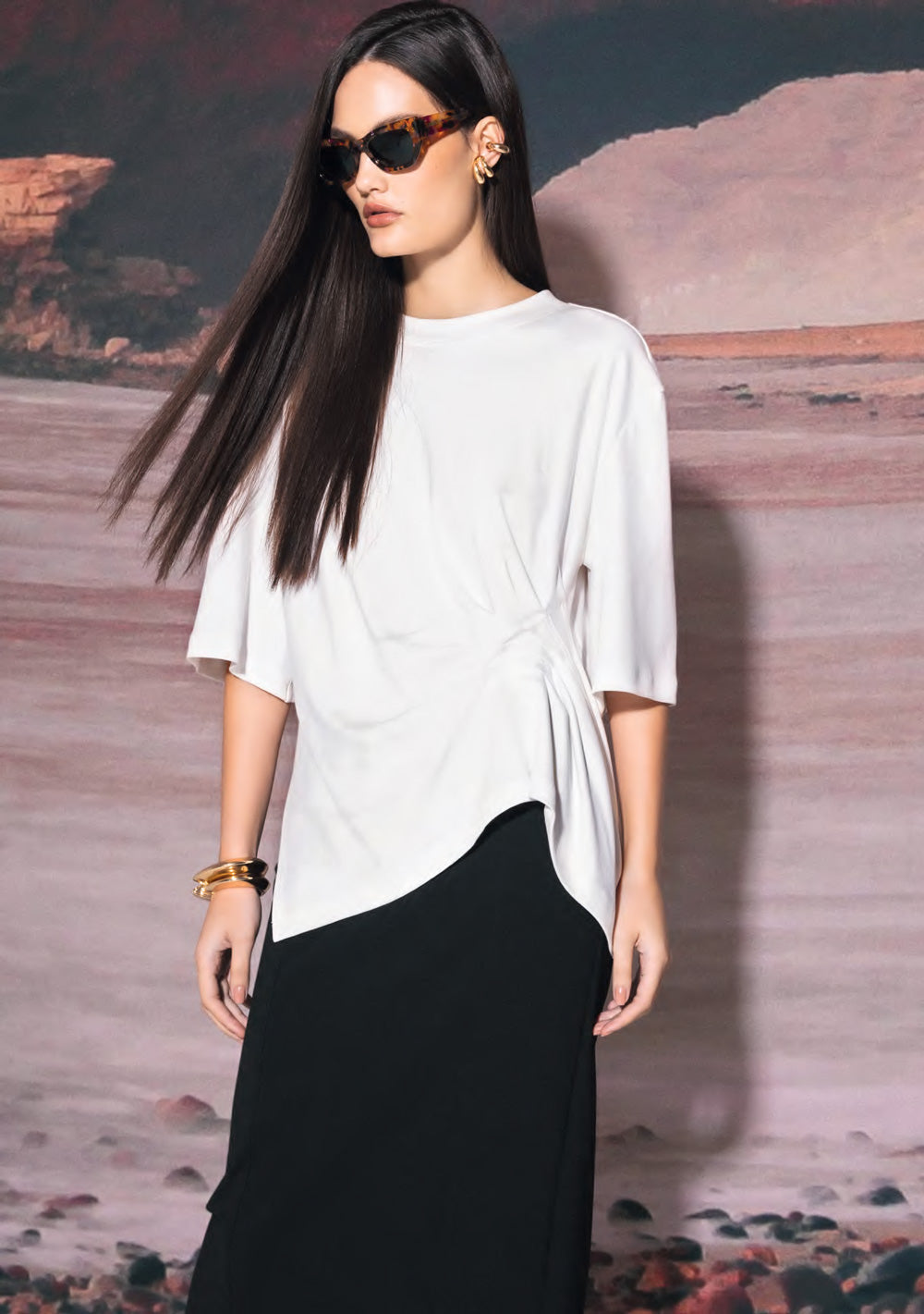 T-Shirt Oversized Escote Redondo Mangas Cortas Larga