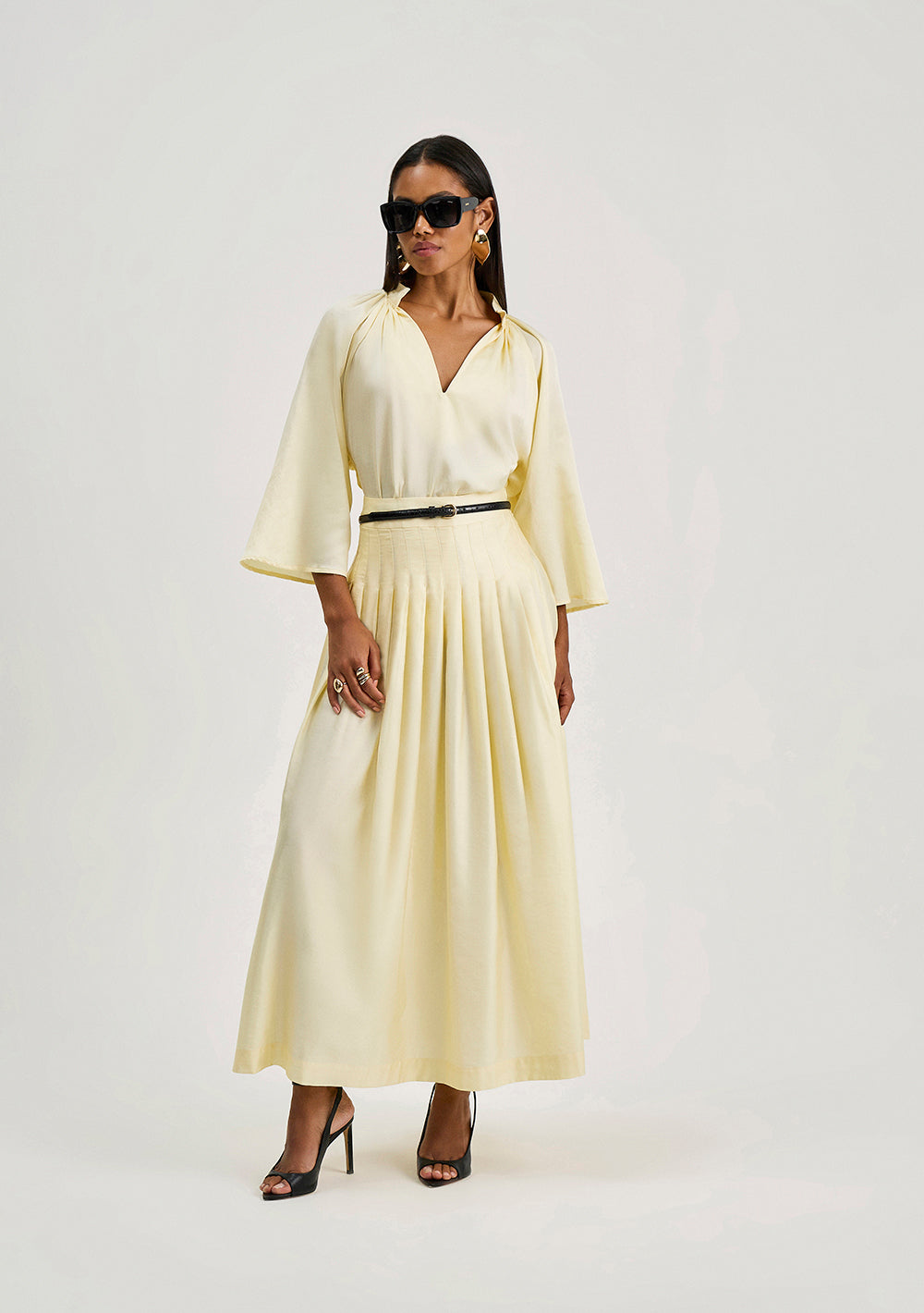 Pollera Evasé Tiro Alto Larga