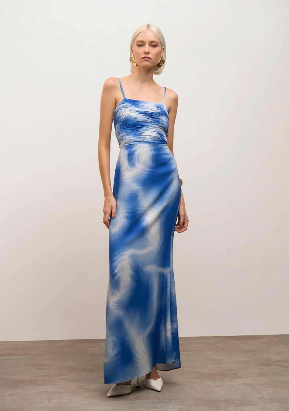 Vestido Suelto Escote Recto Con Tirantes Largo