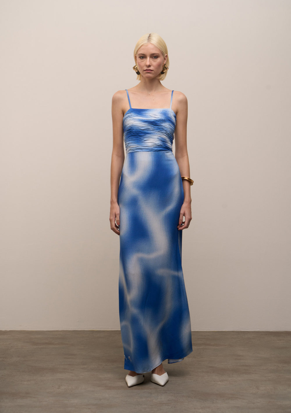 Vestido Suelto Escote Recto Con Tirantes Largo