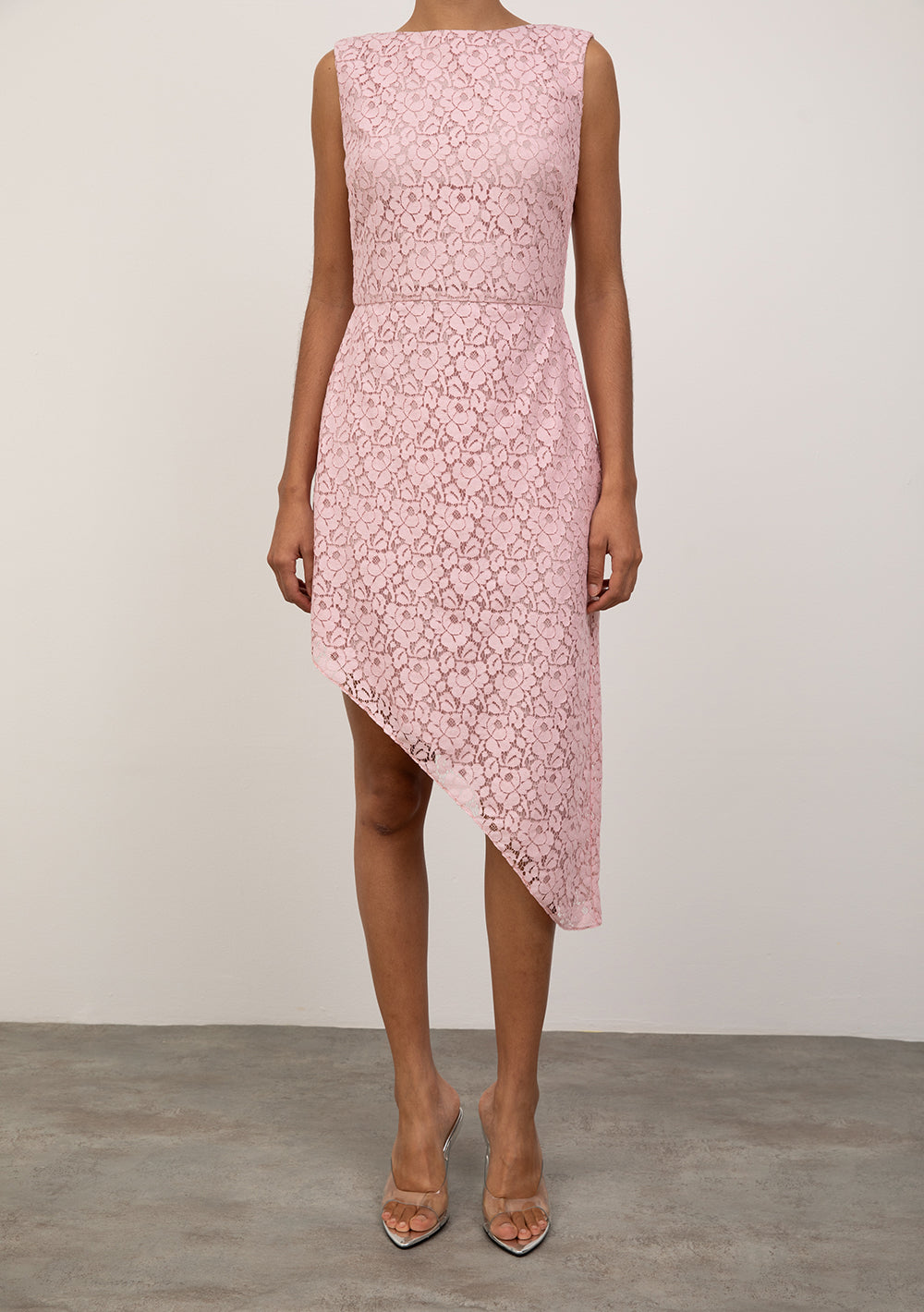 Vestido Ajustado Escote Canoa Sin Mangas Midi