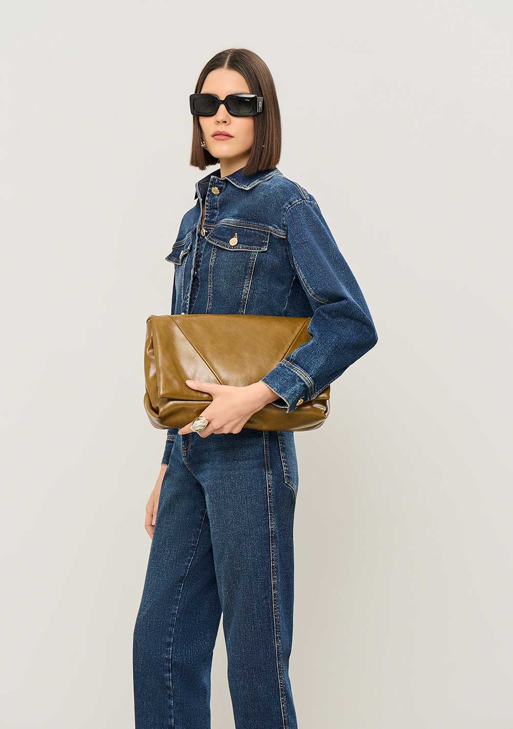 Jaqueta Jeans Suelta Mangas Largas
