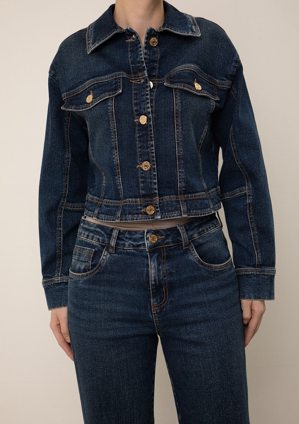 Jaqueta Jeans Suelta Mangas Largas