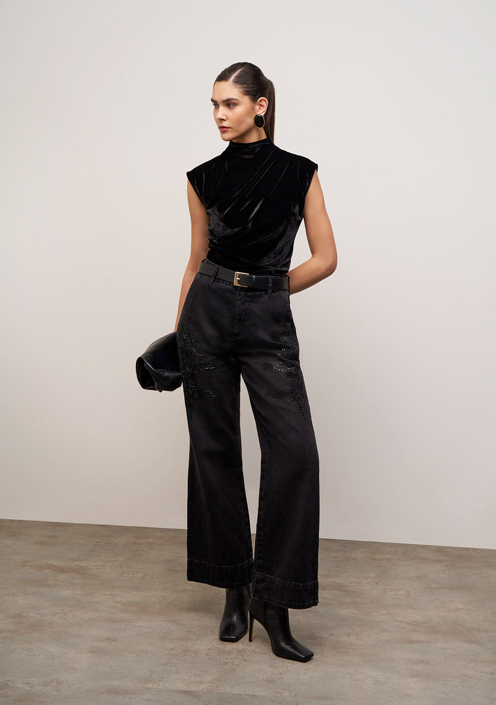Jeans Wide Leg Tiro Alto