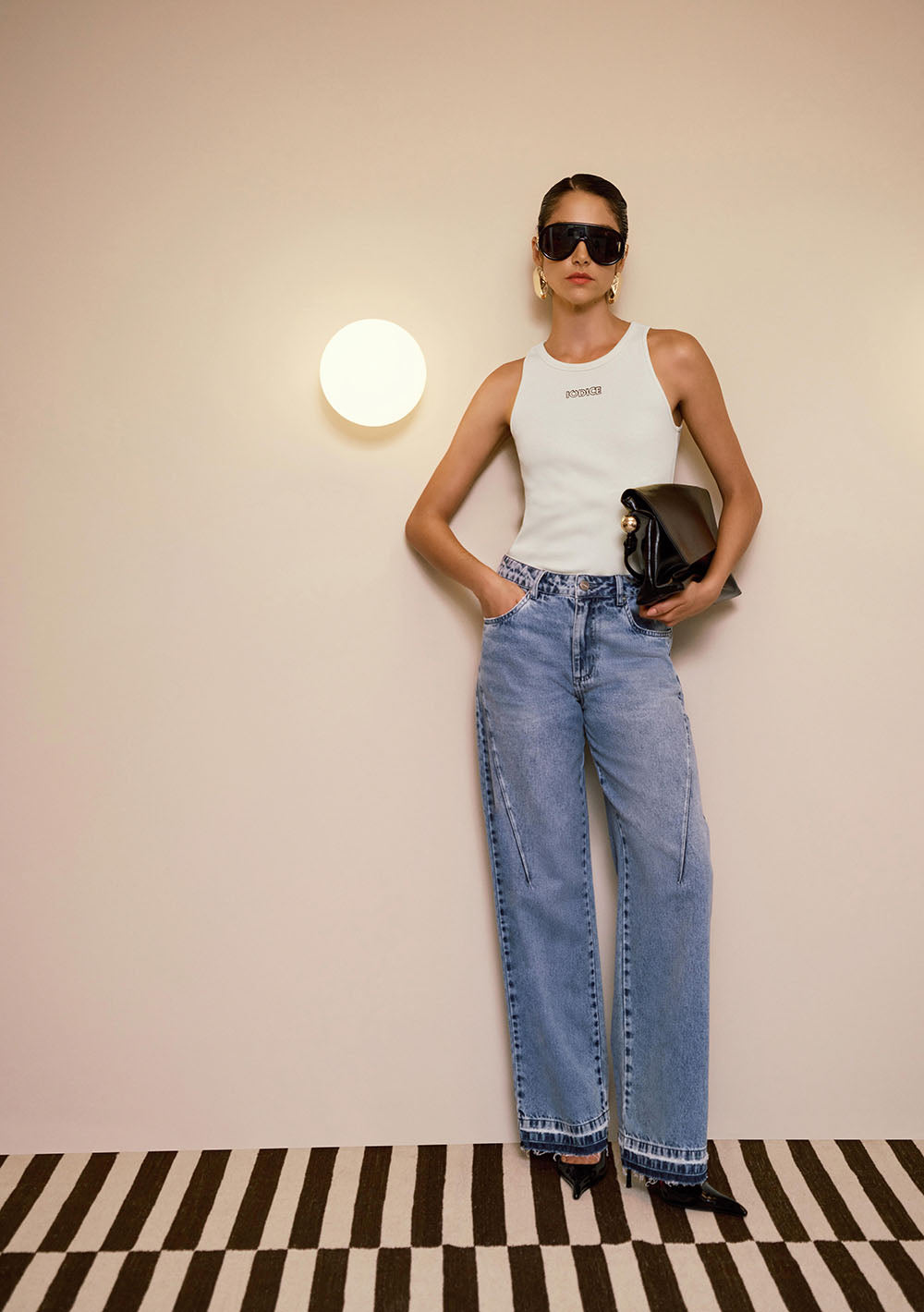 Pantalón Jeans Wide Leg Tiro Medio