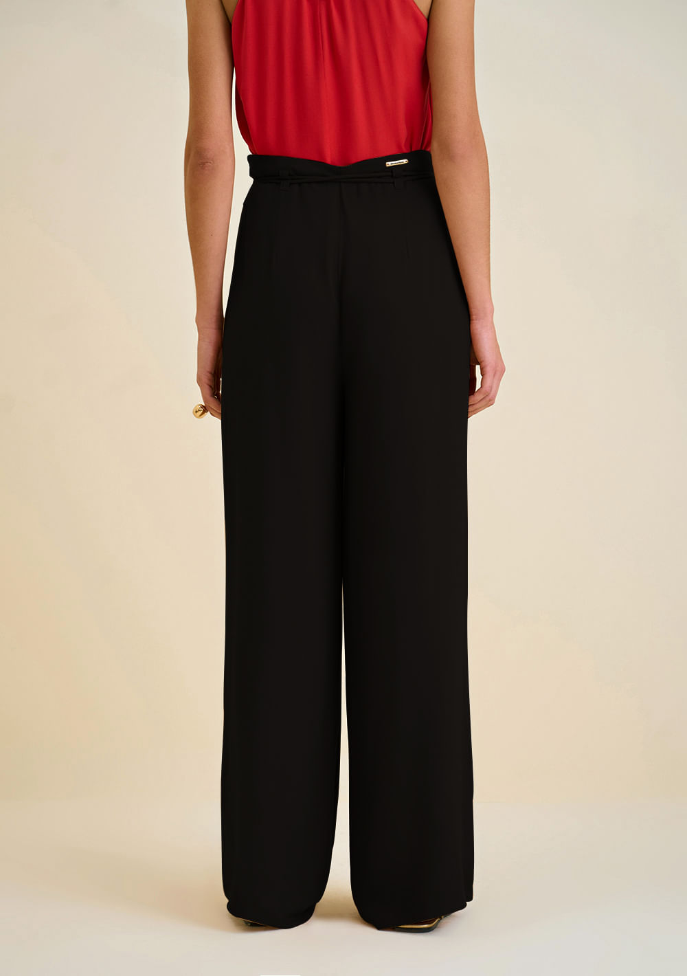 Pantalón Recto Tiro Alto Con Cinto