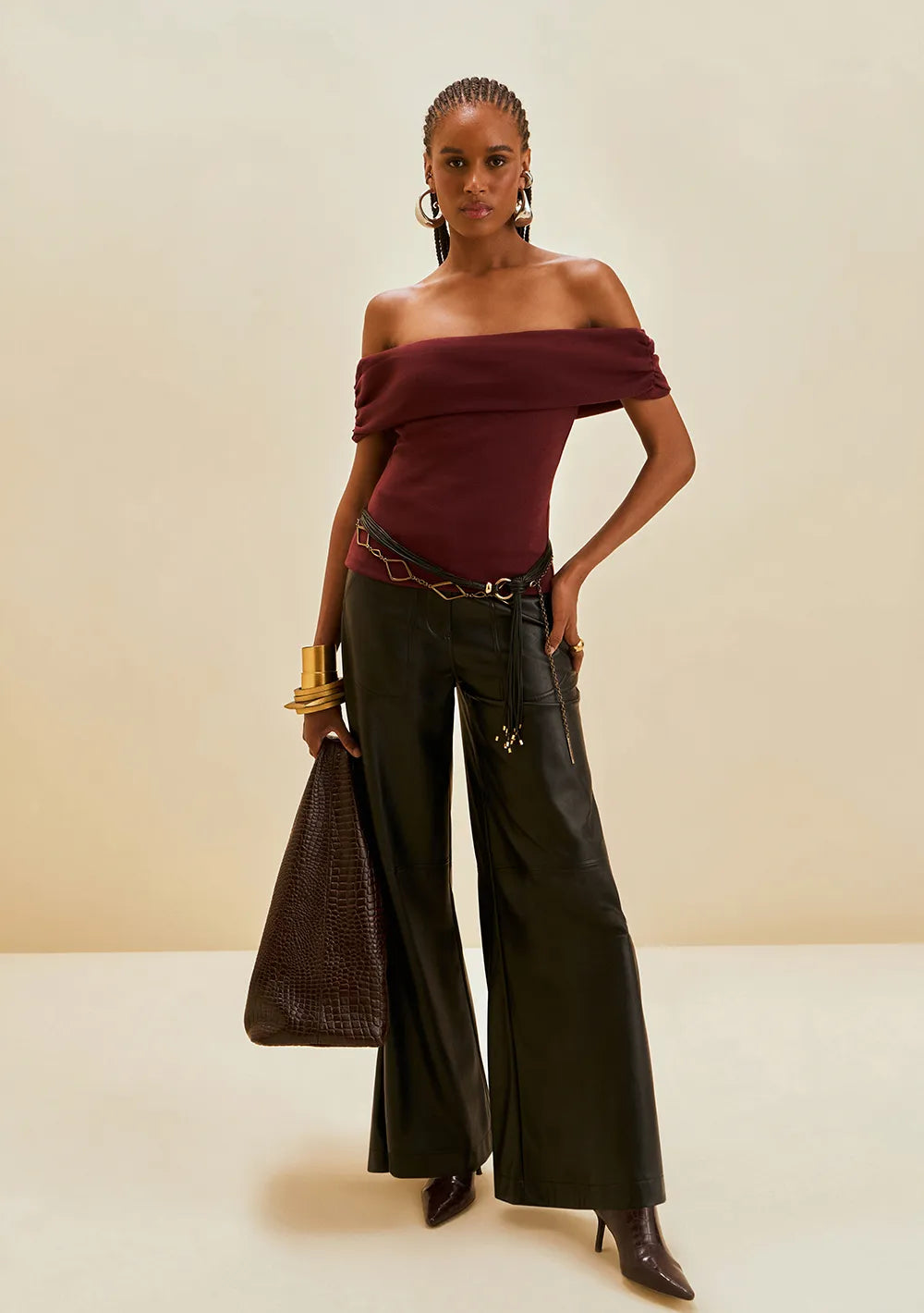 Blusa Ajustada Hombro A Hombro Sin Tirantes