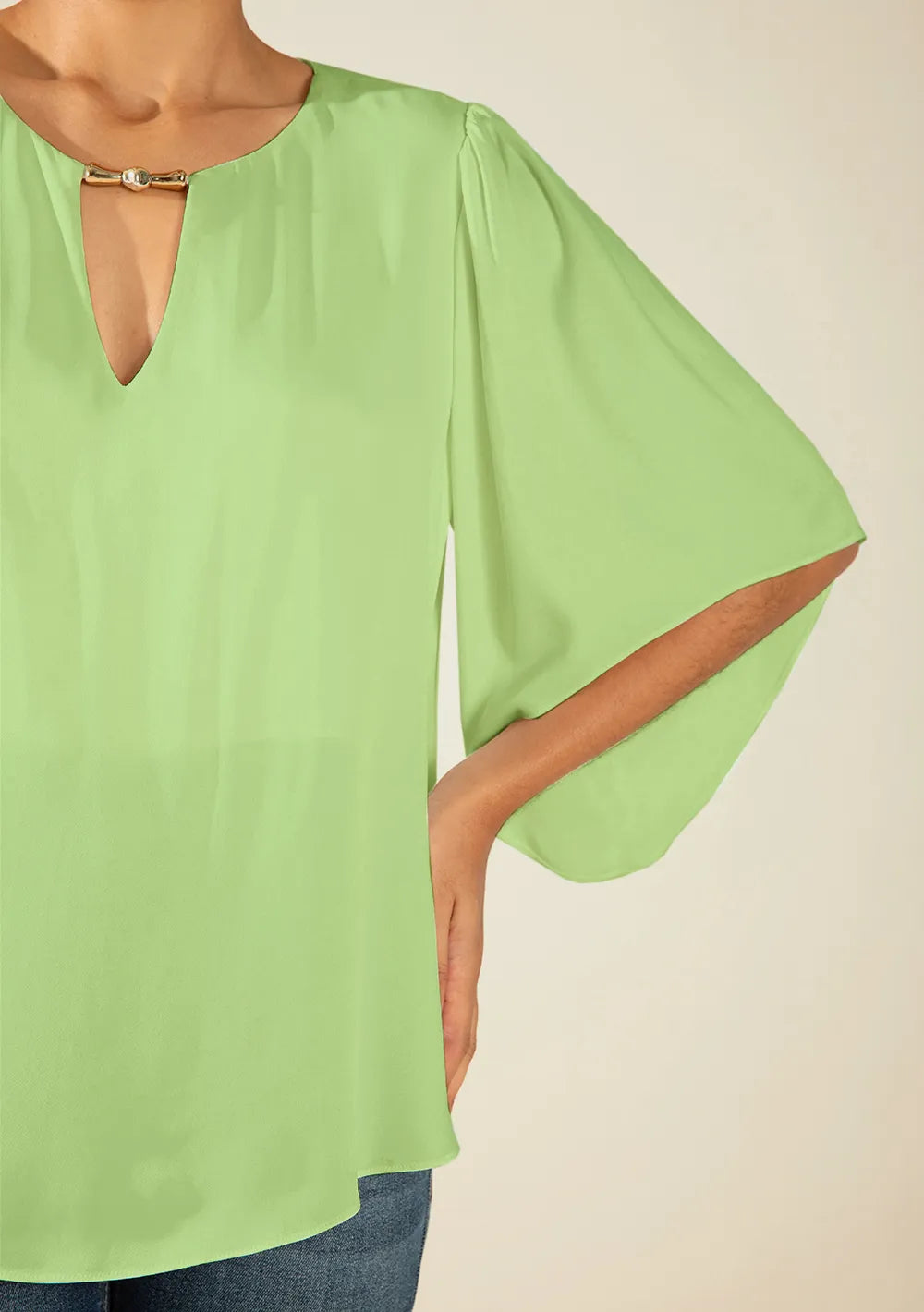 Blusa Suelta Escote Redondo Mangas Tres Cuartos