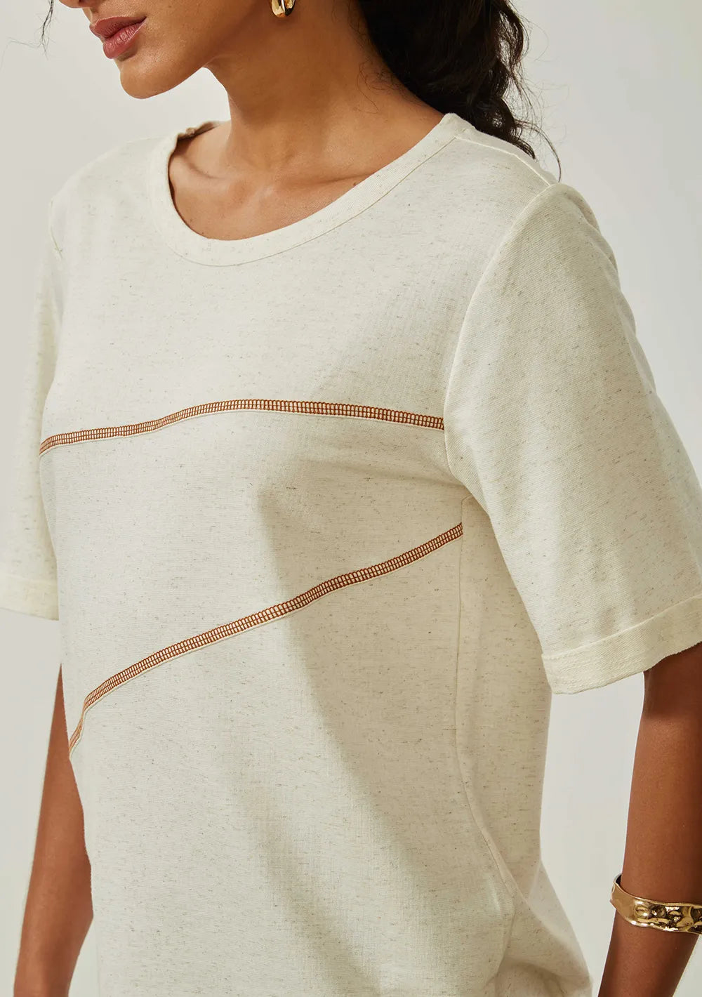 Blusa Suelta Escote Redondo Mangas Cortas