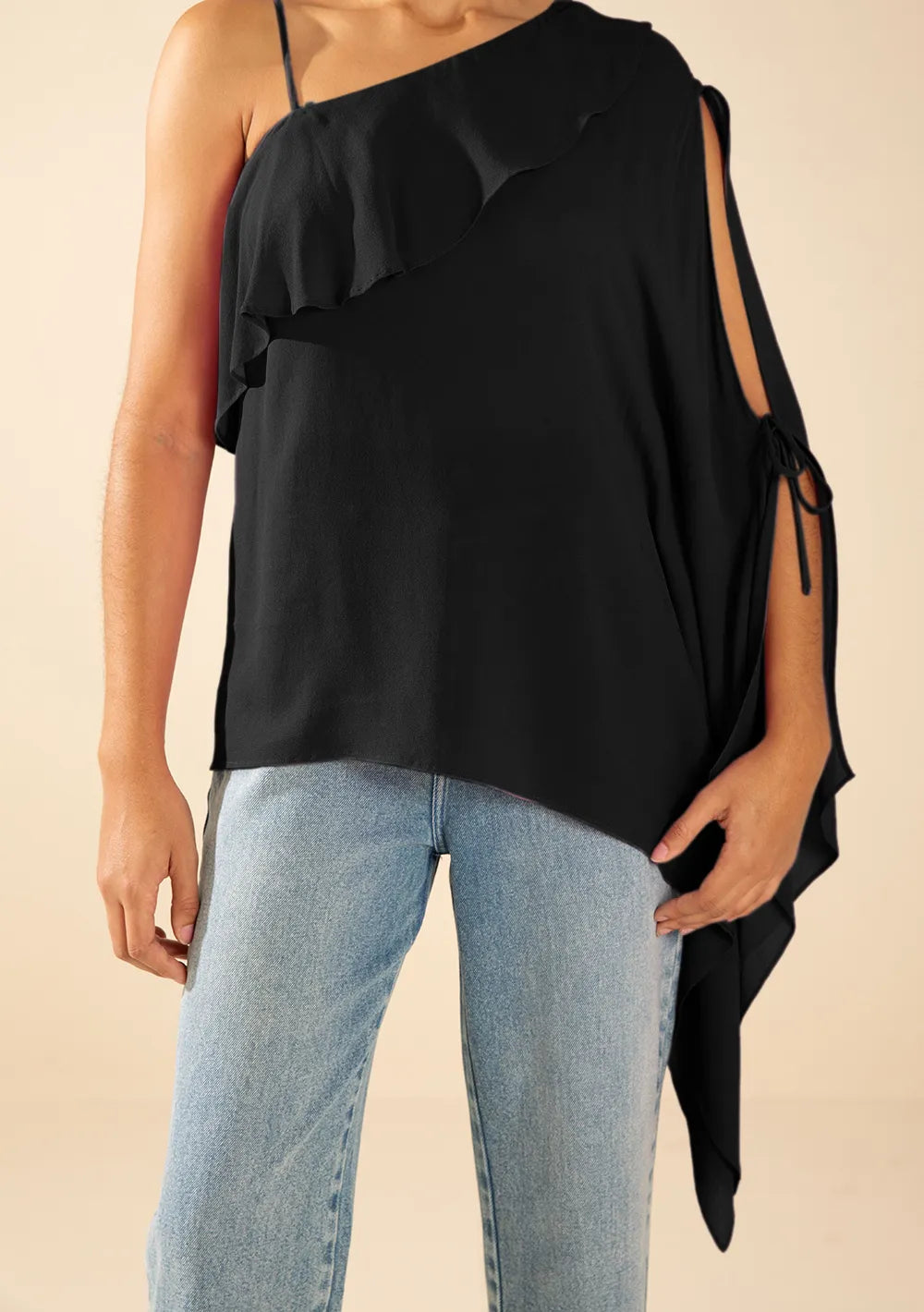 Blusa Suelta Escote Redondo Mangas Largas