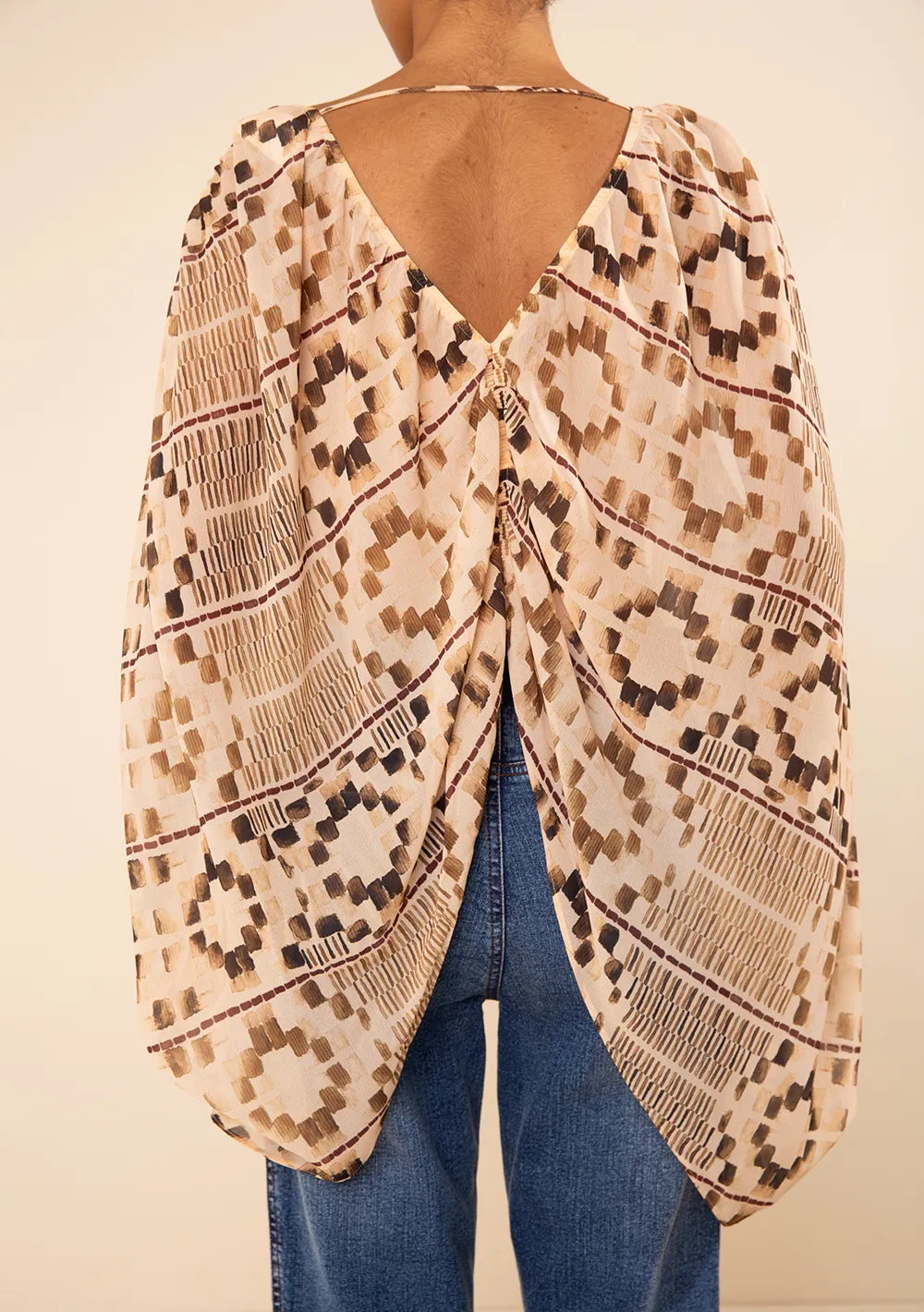 Blusa Suelta Escote En V Mangas Largas