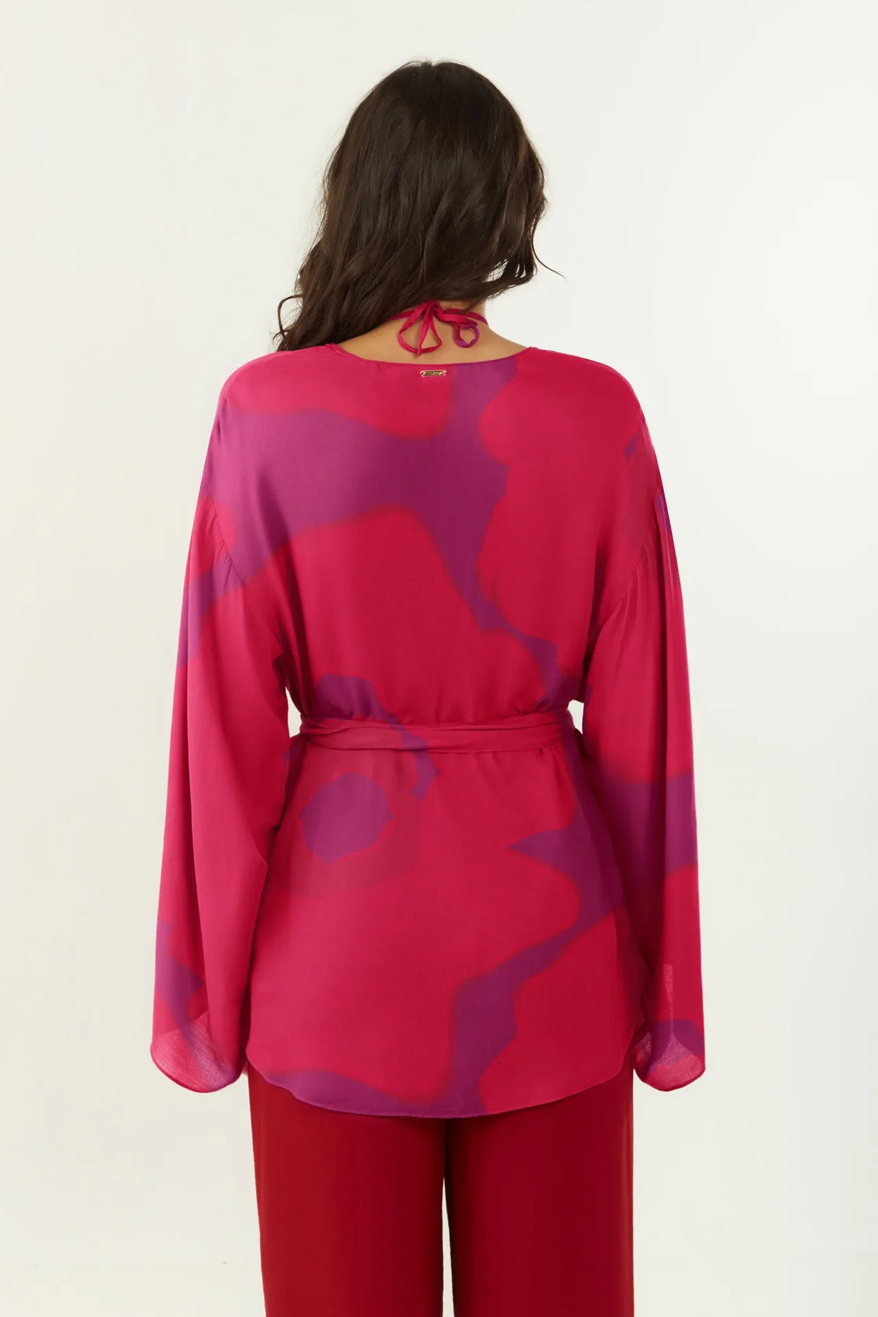 Blusa Suelta Escote en V Mangas Largas