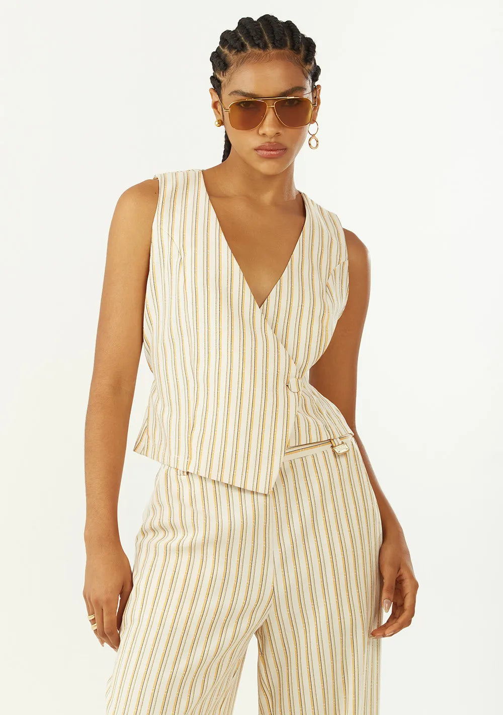 Blusa Suelta Escote en V Sin Tirantes