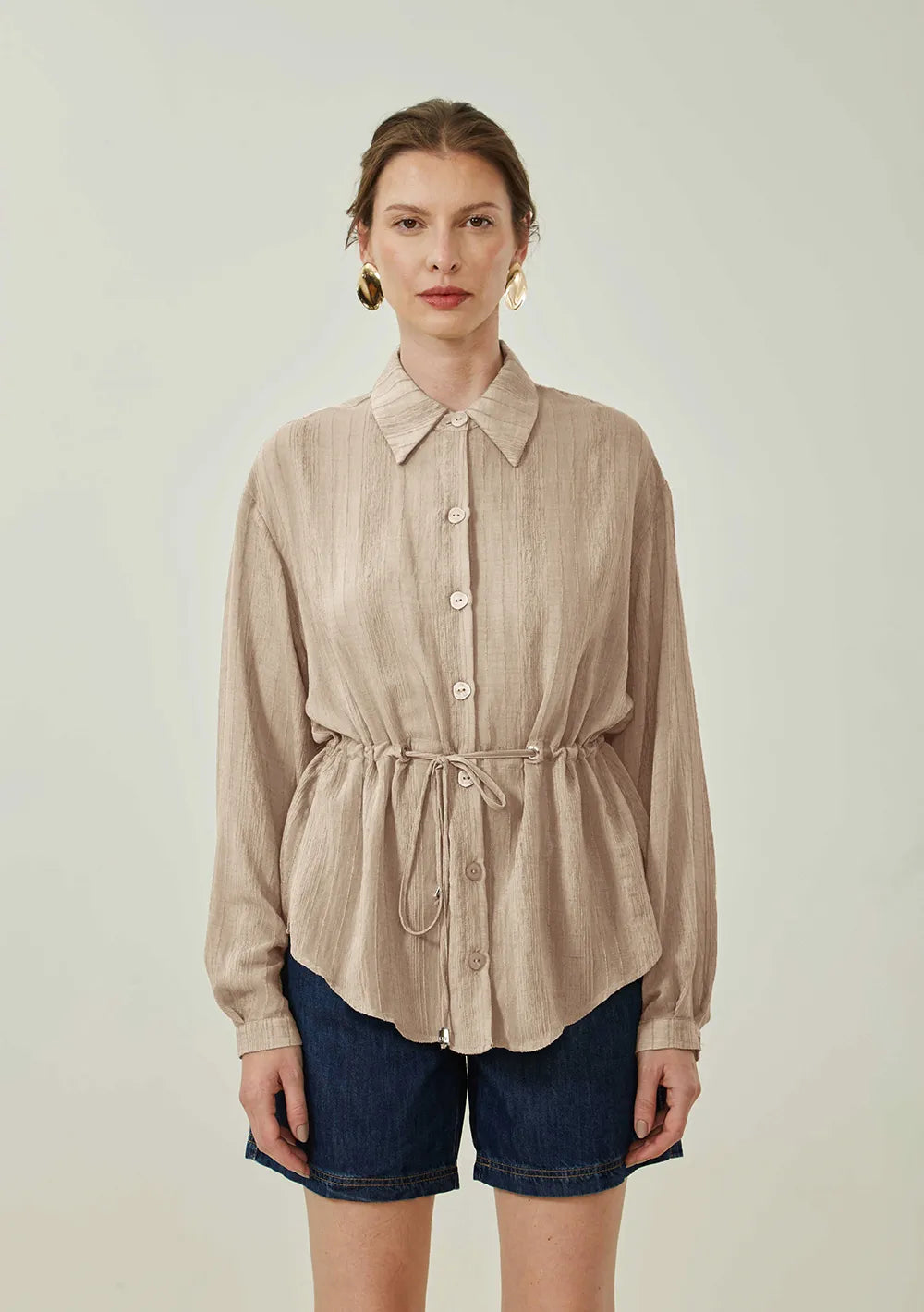 Camisa Suelta Cuello Normal Mangas Largas