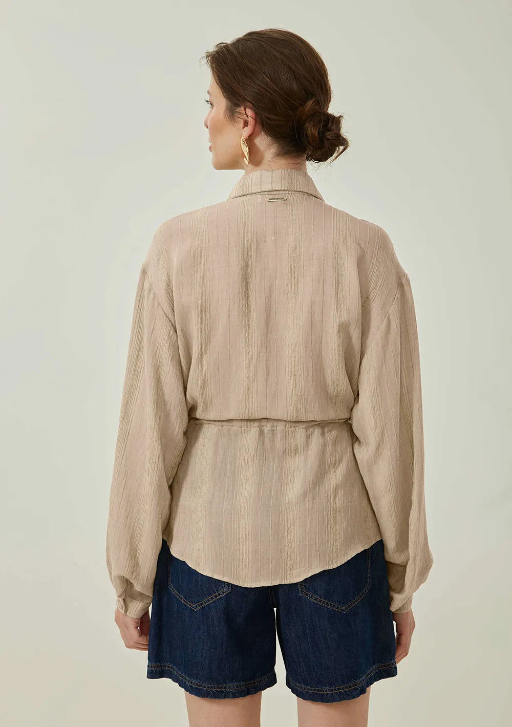 Camisa Suelta Cuello Normal Mangas Largas