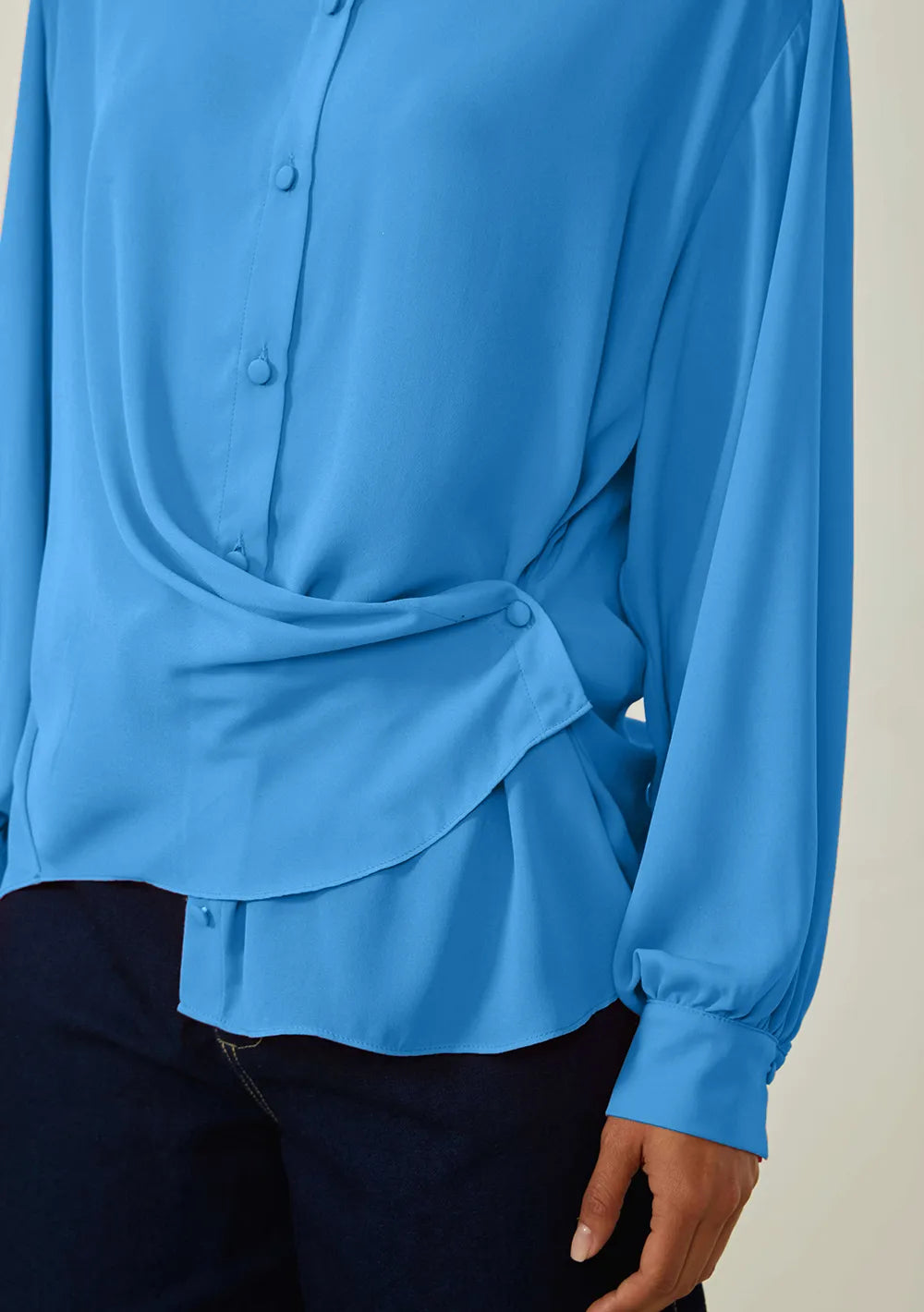 Camisa Suelta Cuello Normal Mangas Largas