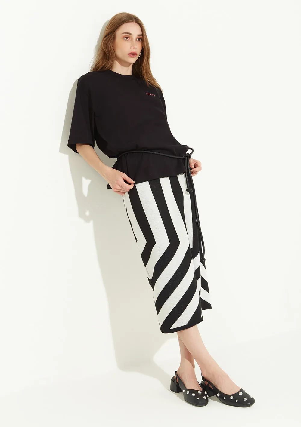 Pollera Recta Tiro Alto Midi