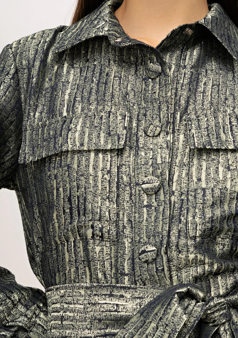 Enterizo Suelto Cuello Clásico Mangas Largas Largo