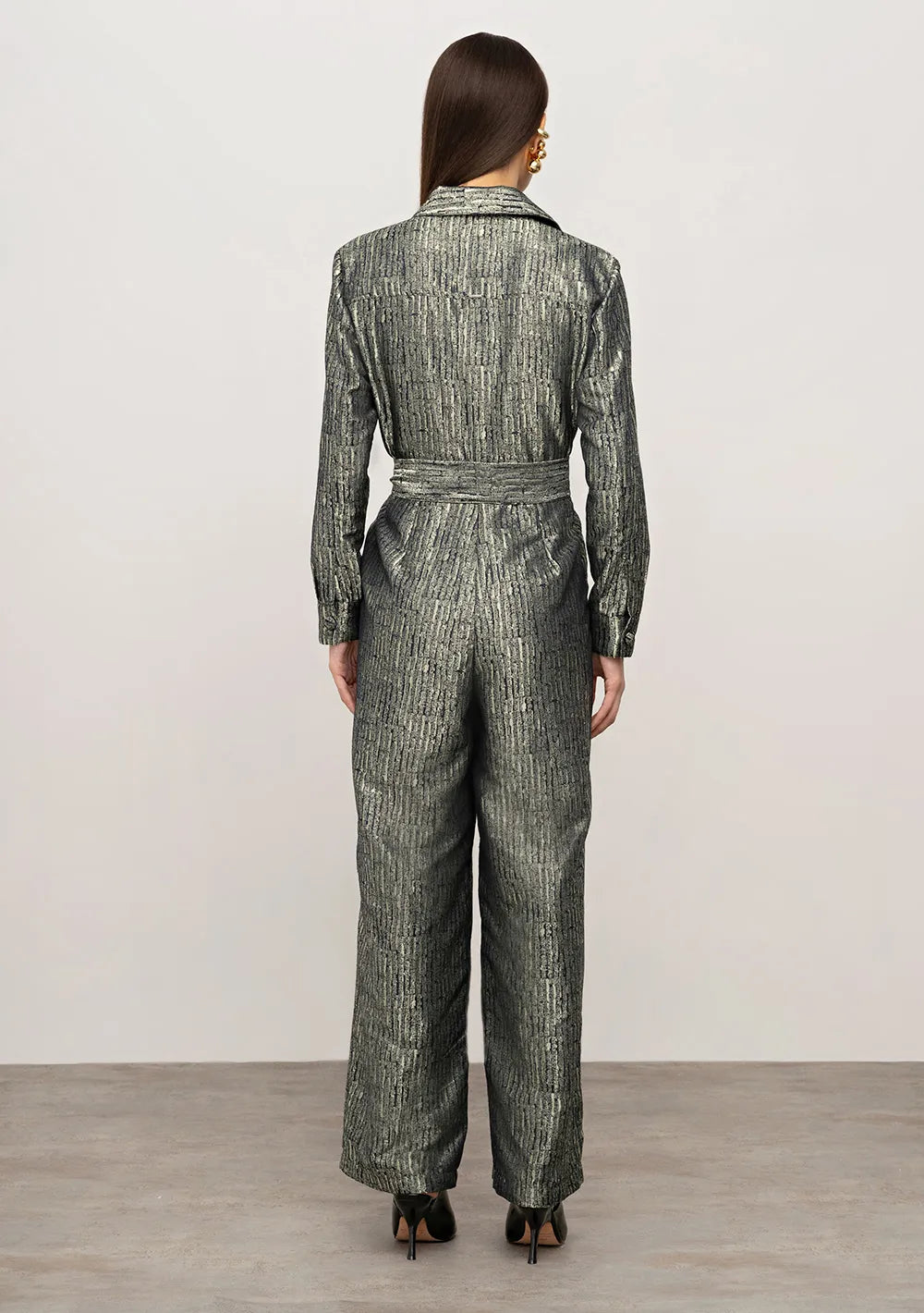 Enterizo Suelto Cuello Clásico Mangas Largas Largo