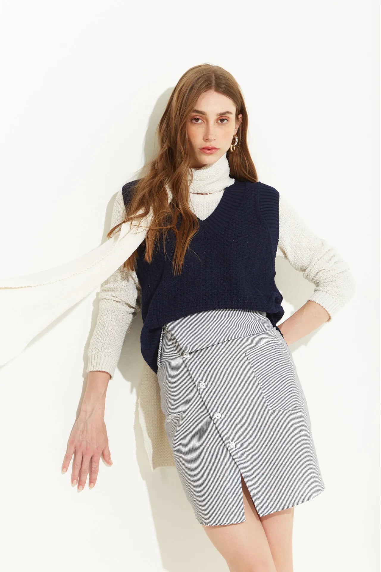 Pollera Recta Tiro Alto Corta