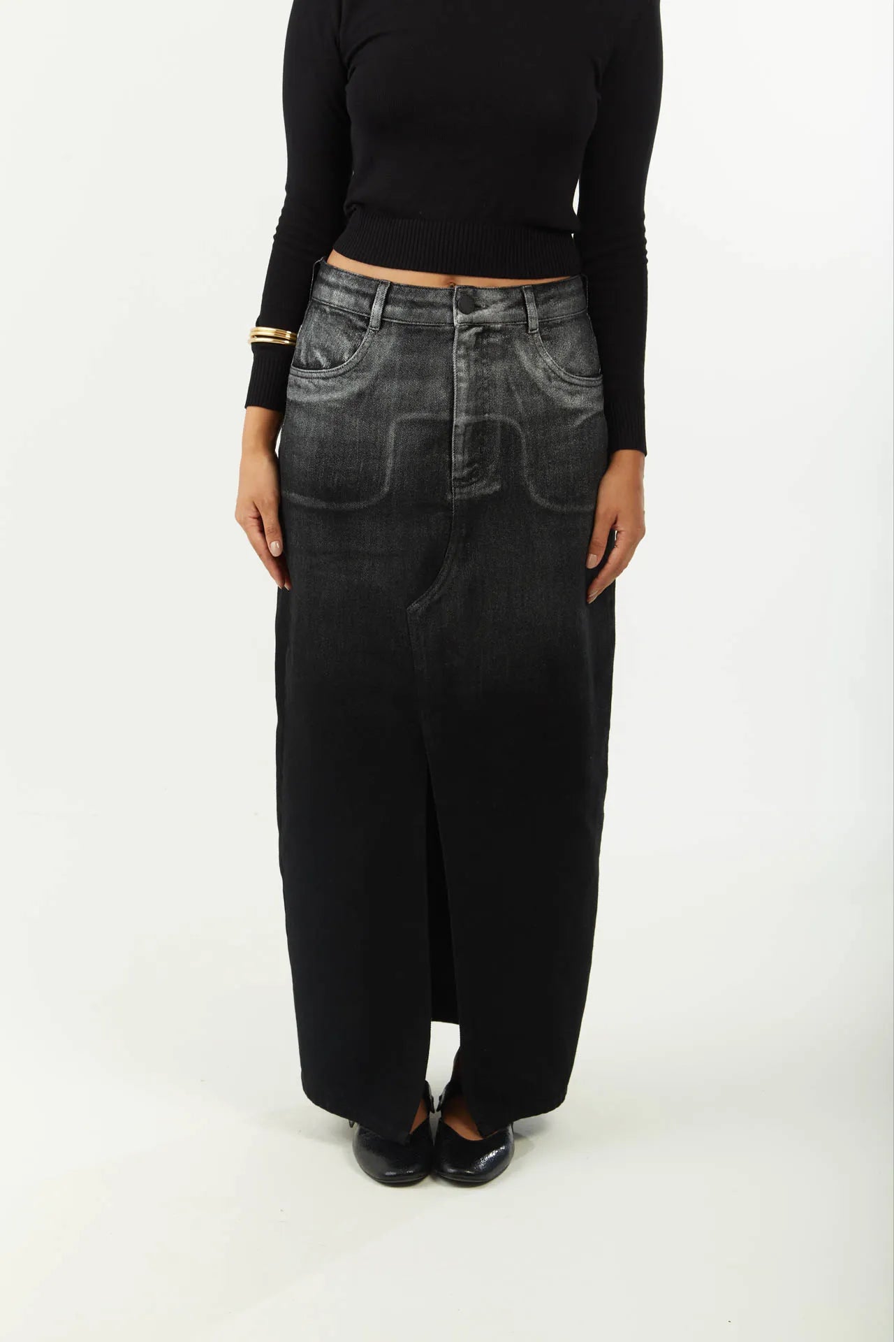 Pollera Recta Tiro Alto Midi