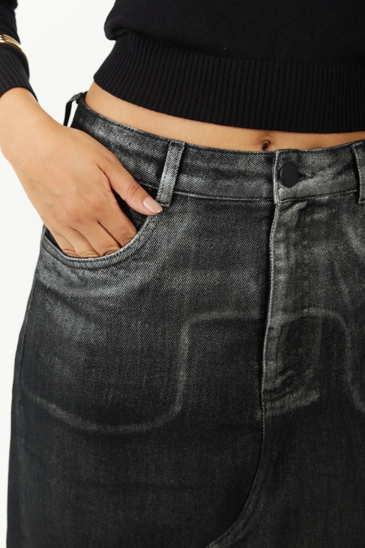 Pollera Recta Tiro Alto Midi