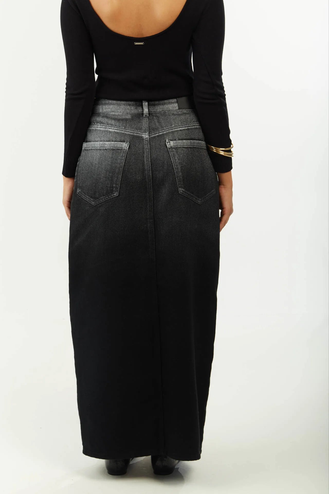 Pollera Recta Tiro Alto Midi