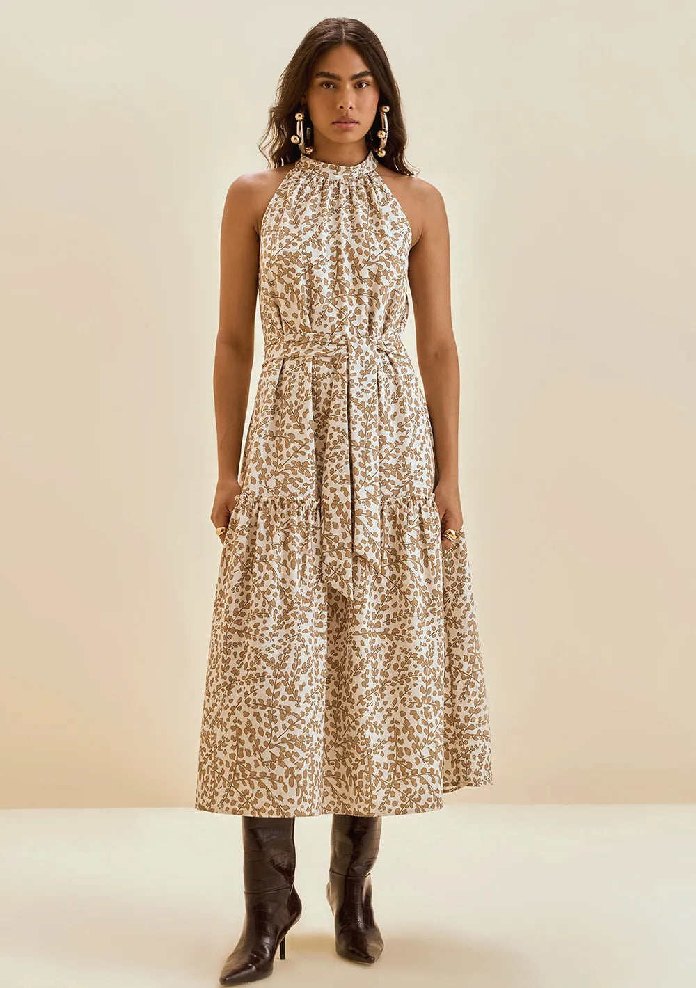 Vestido Suelto Escote Recto Sin Mangas Midi