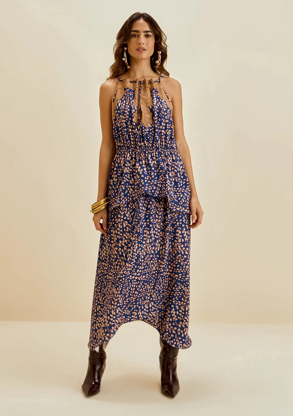 Vestido Suelto Escote en V Sin Mangas Midi