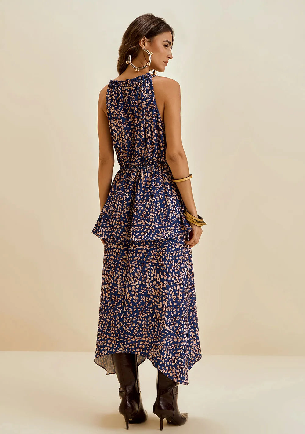 Vestido Suelto Escote en V Sin Mangas Midi