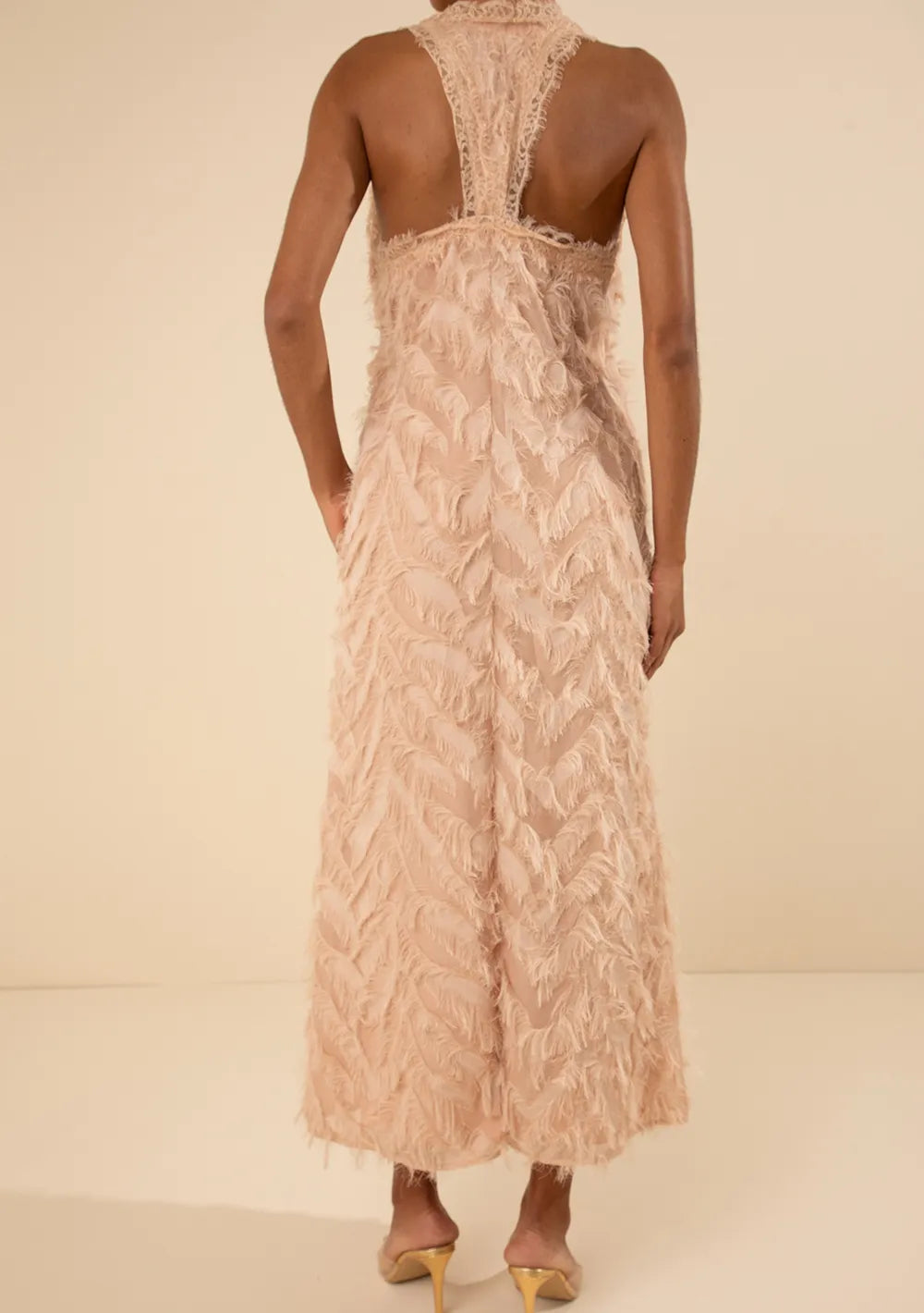 Vestido Midi Suelto Escote En V Sin Mangas