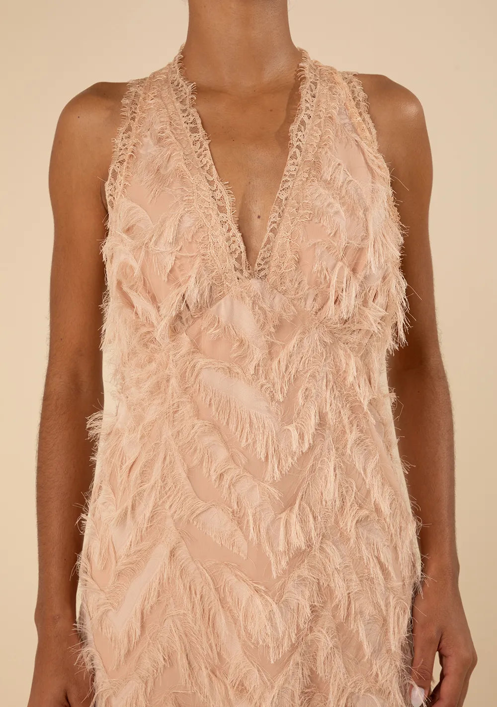 Vestido Midi Suelto Escote En V Sin Mangas