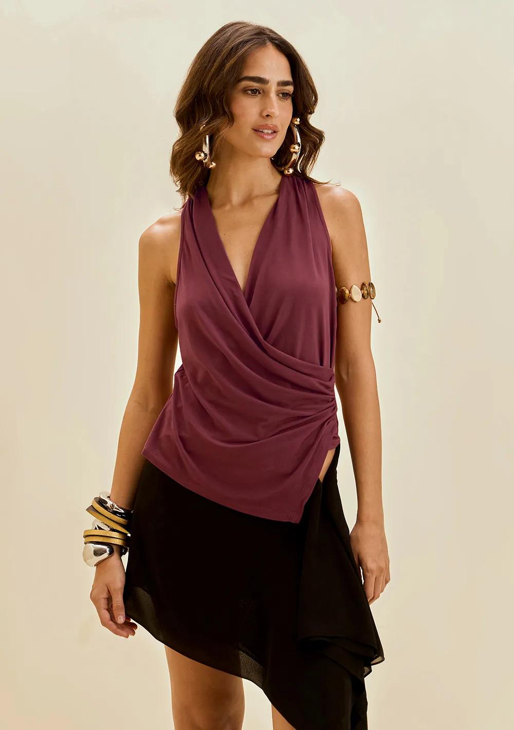 Camisilla Ajustada Escote Cruzado