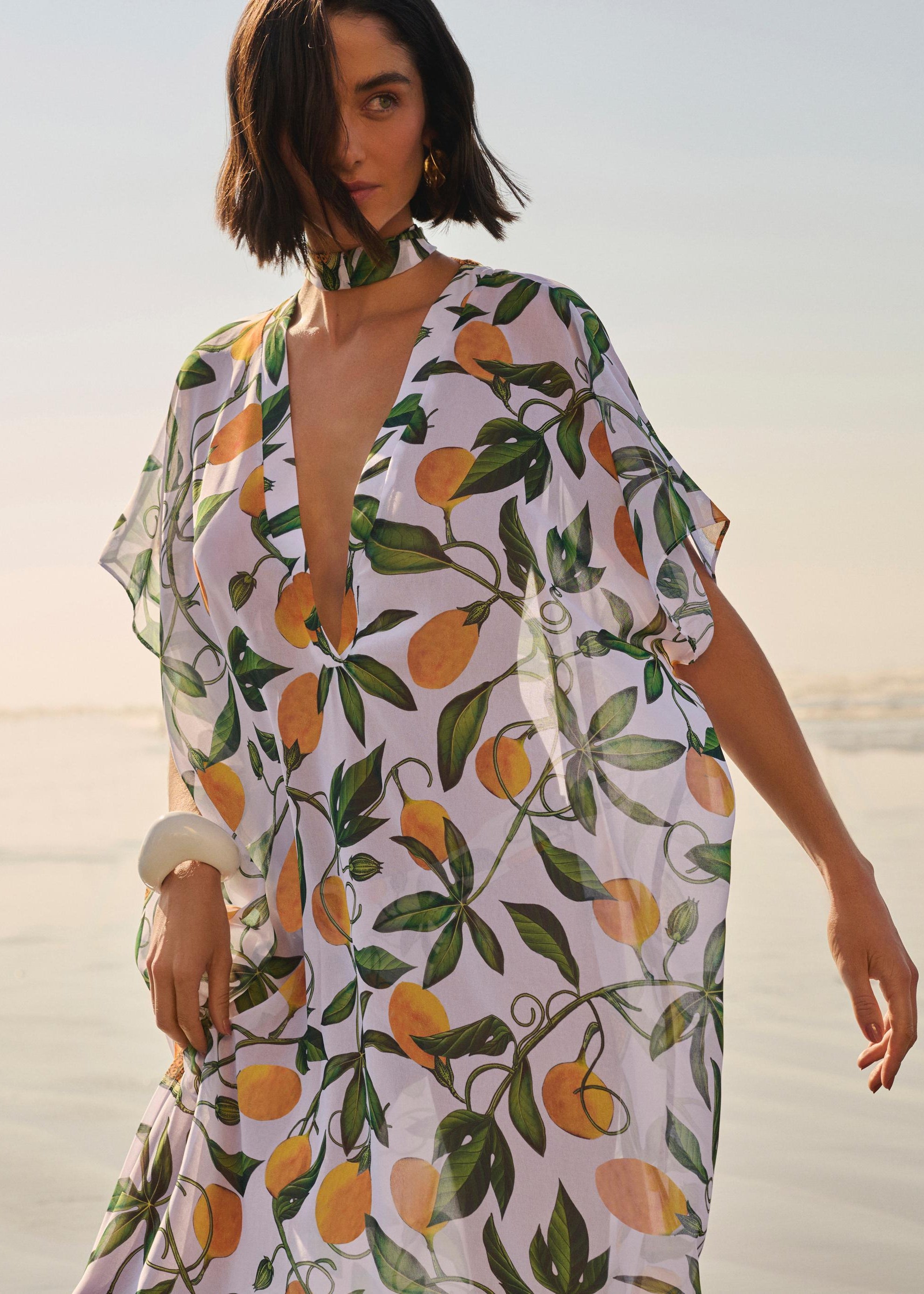 Kaftan Largo Con Detalle Estampado