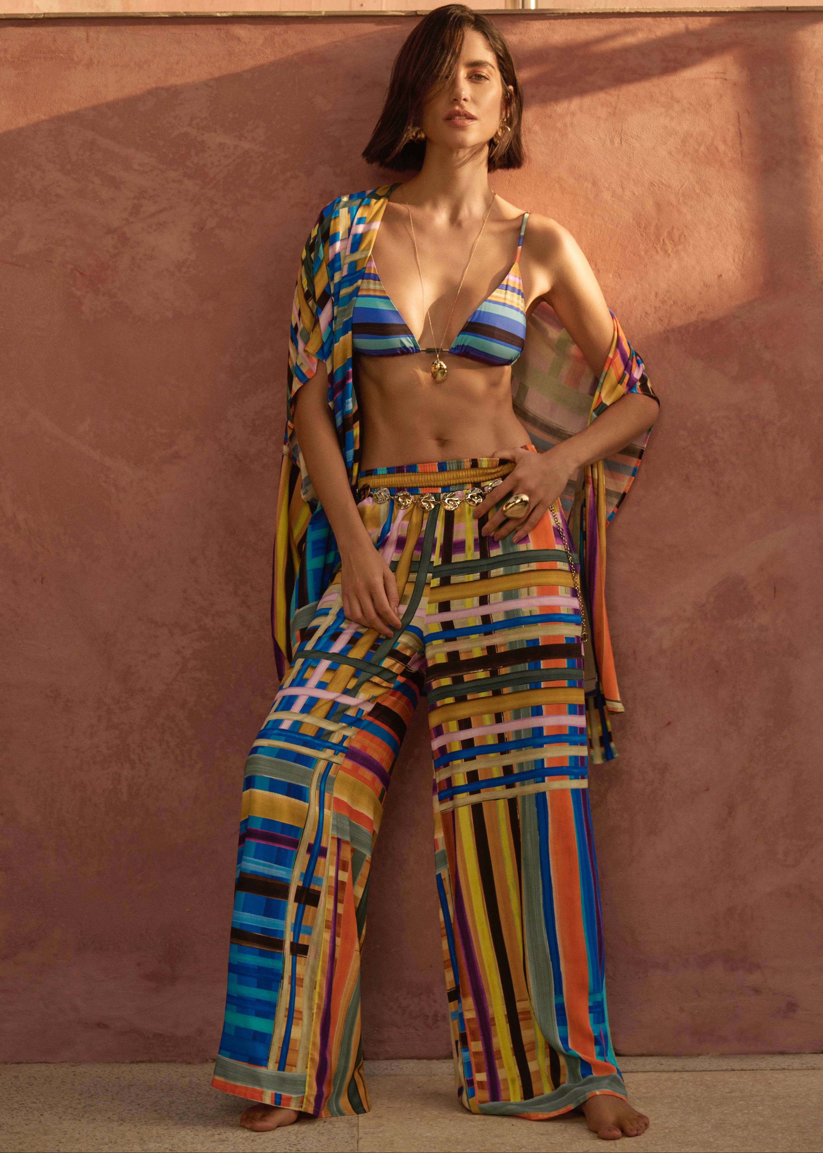 Pantalón Palazzo Con Cintura Elástica Con Bolsillo