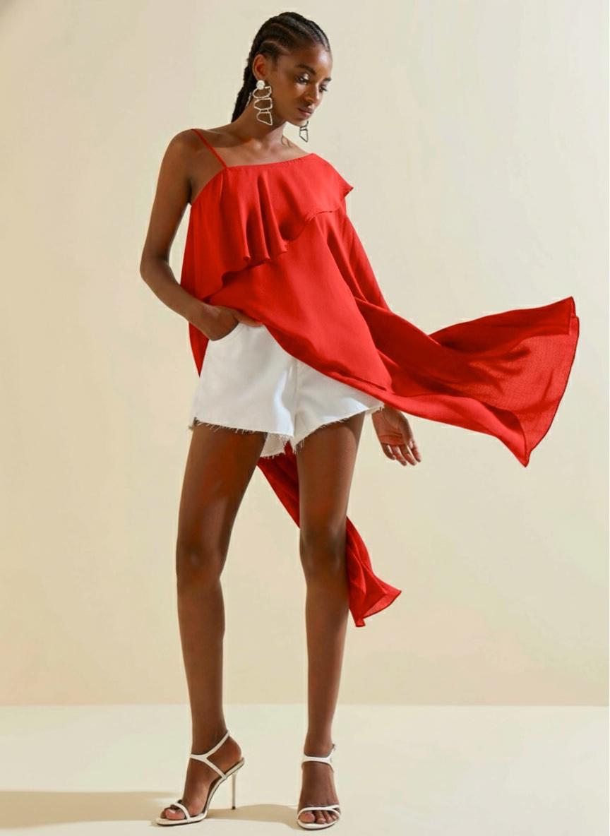 Blusa Suelta De Un Solo Hombro Sin Tirantes
