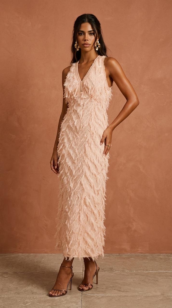 Vestido Midi Suelto Escote En V Sin Mangas