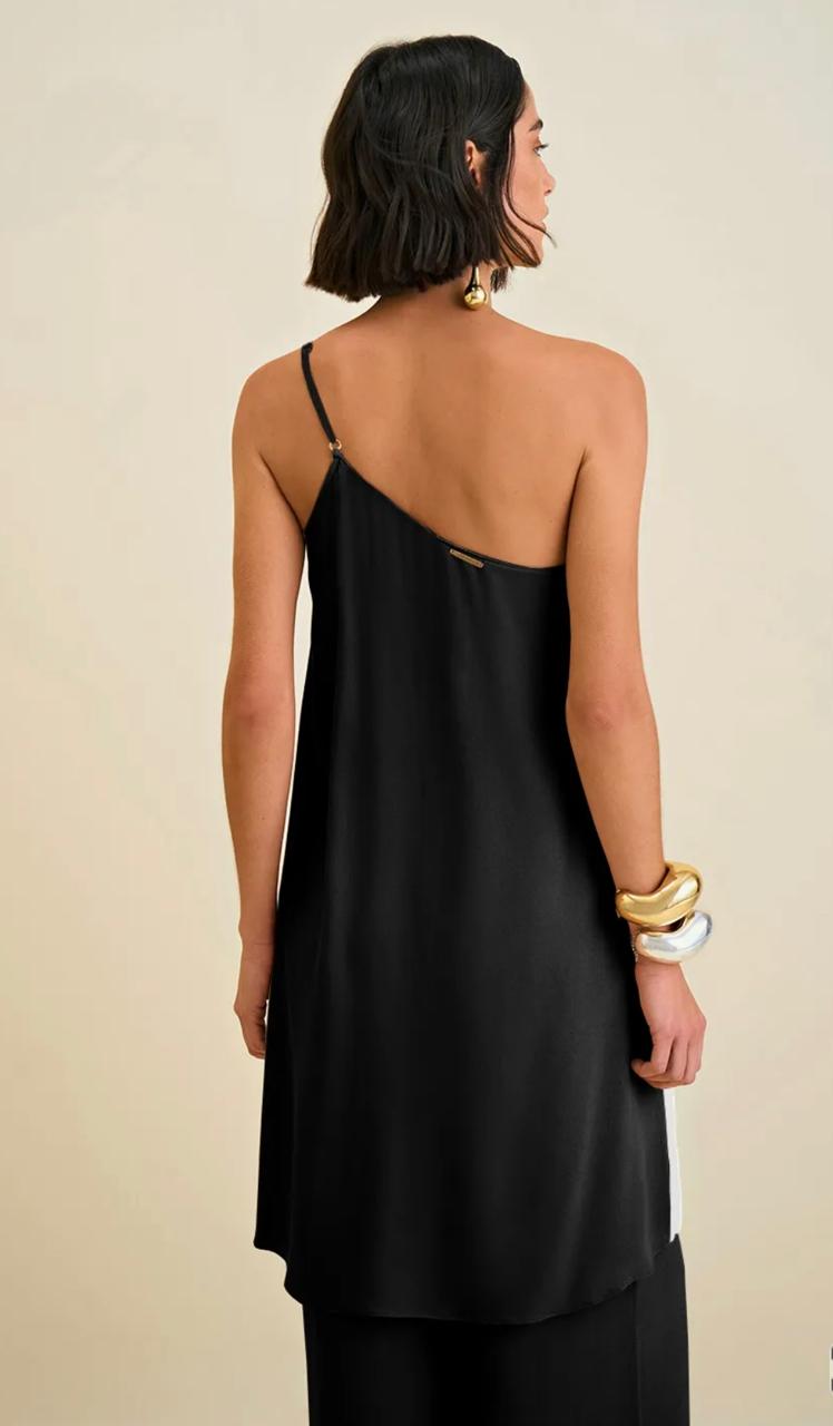 Blusa Bicolor Escote Asimétrico Con Tirante