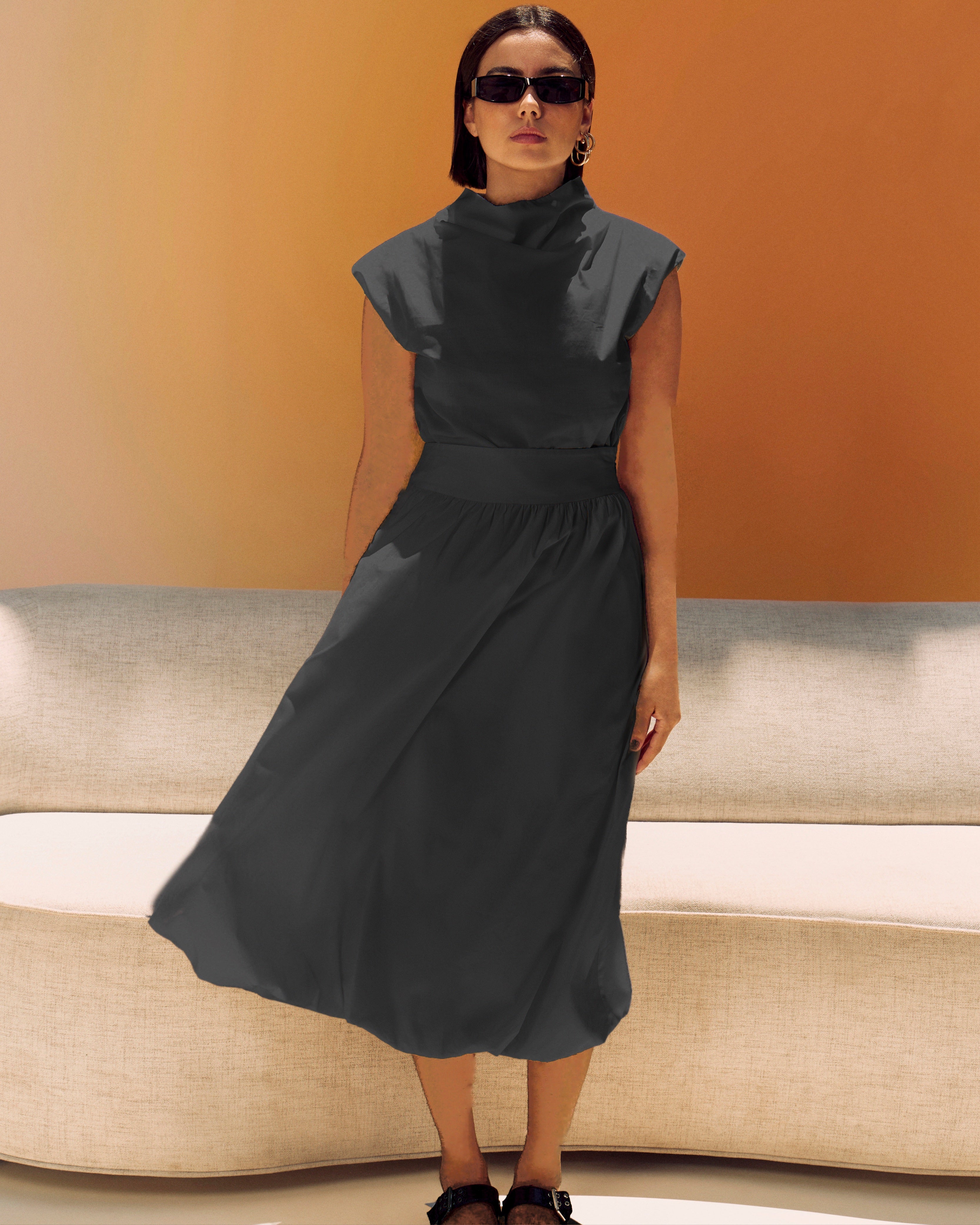 Pollera Evasé Tiro Alto Midi