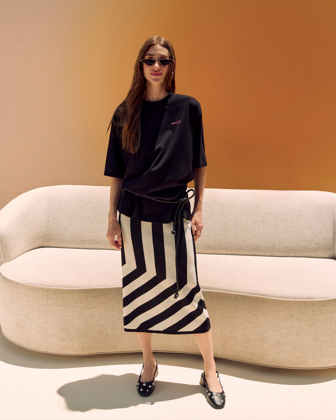 Pollera Recta Tiro Alto Midi