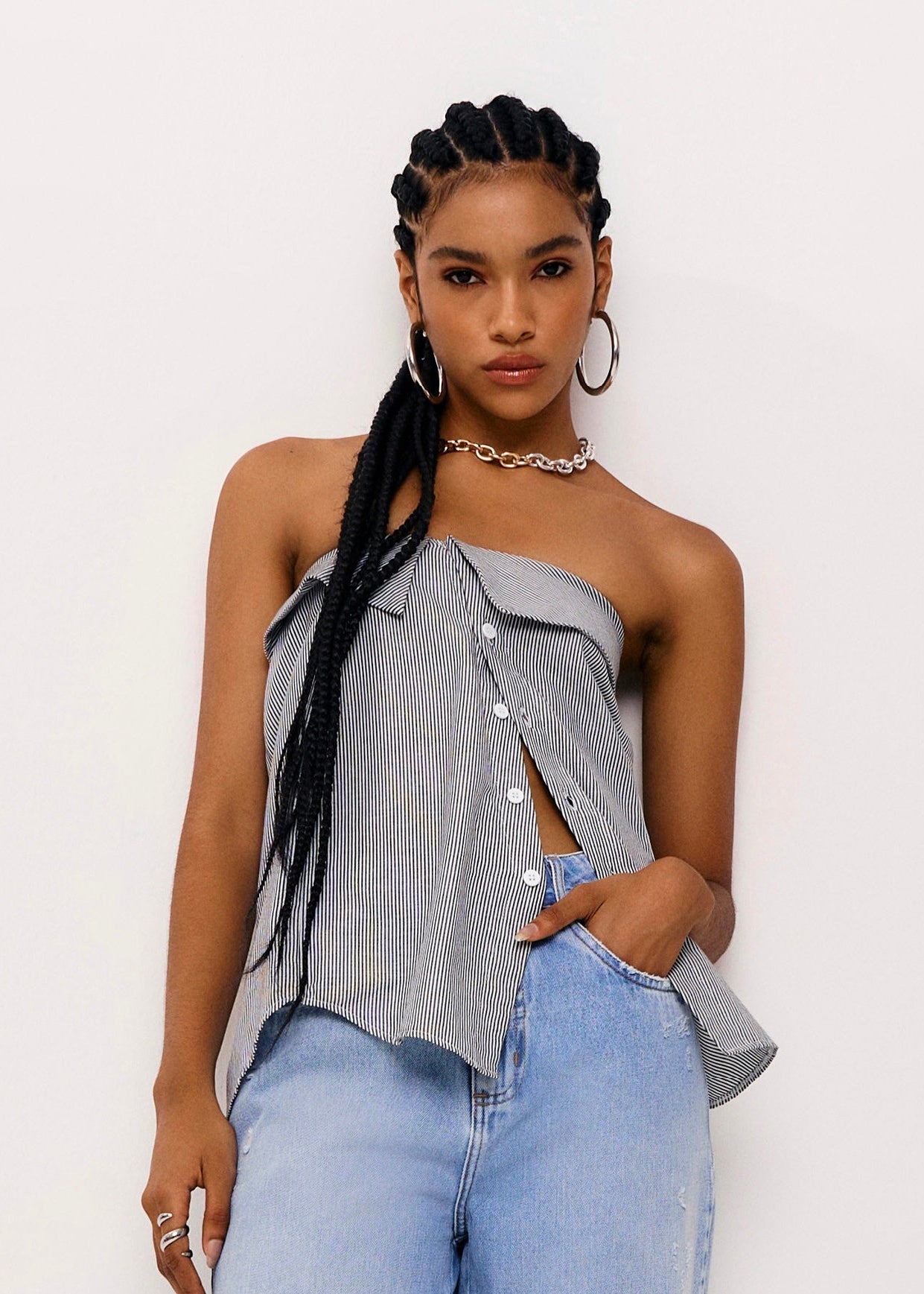 Pollera Recta Tiro Alto Corta