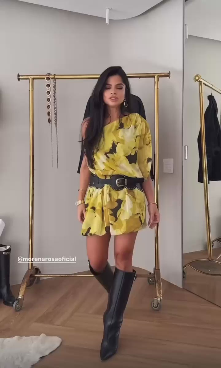 Vestido Suelto Un Solo Hombro Sin Mangas Corto